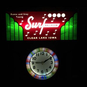 Surf Ballroom Neon Spinner Clock