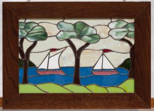 Sail Boat Scene with Oak Frame